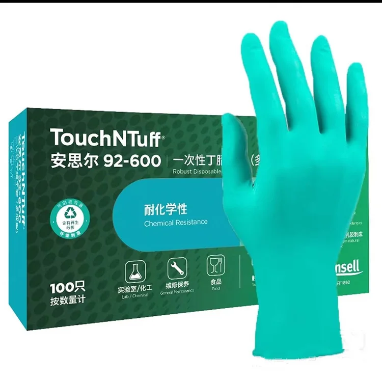 Imagem -03 - Touchntuff®luvas Ansell-green Nitrilo com Caixa Única Resistência Química sem pó All-round Proteção contra Respingos 92600