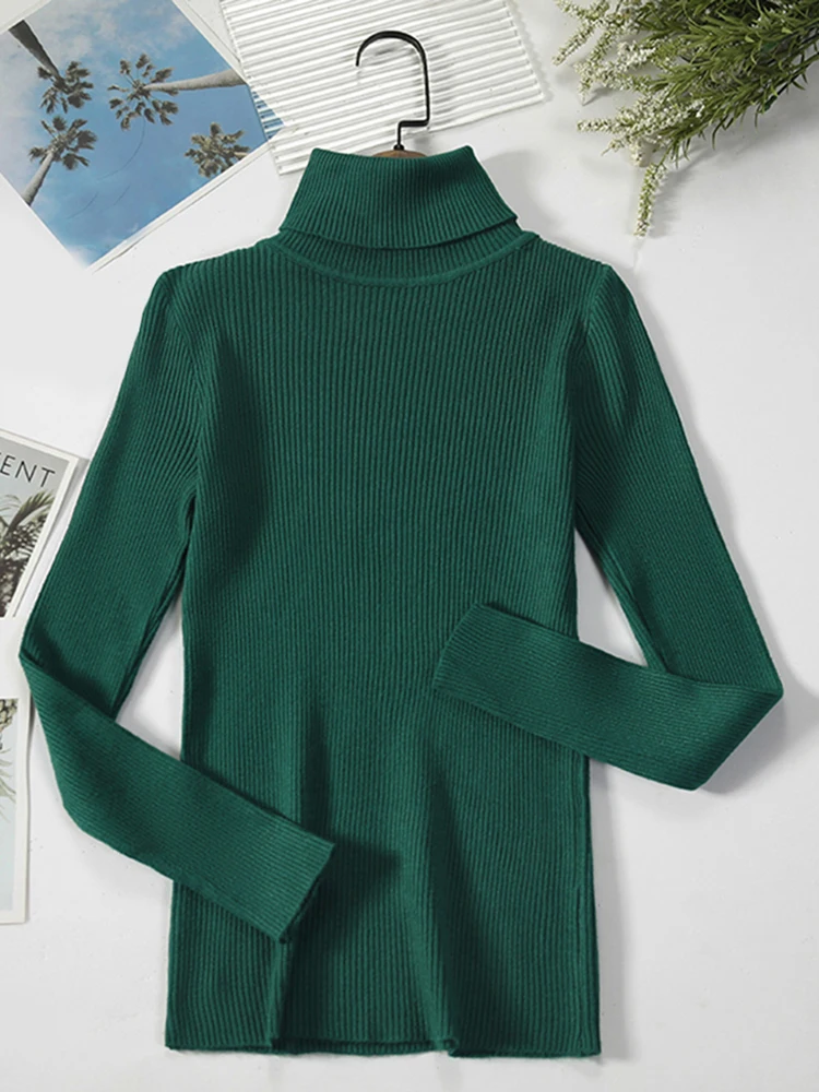 JMPRS Turtleneck Sweater Women Fashion Simple Winter Pullover Jumper High Elastic Knitted Fall Female Basic Tops Casual Blouse