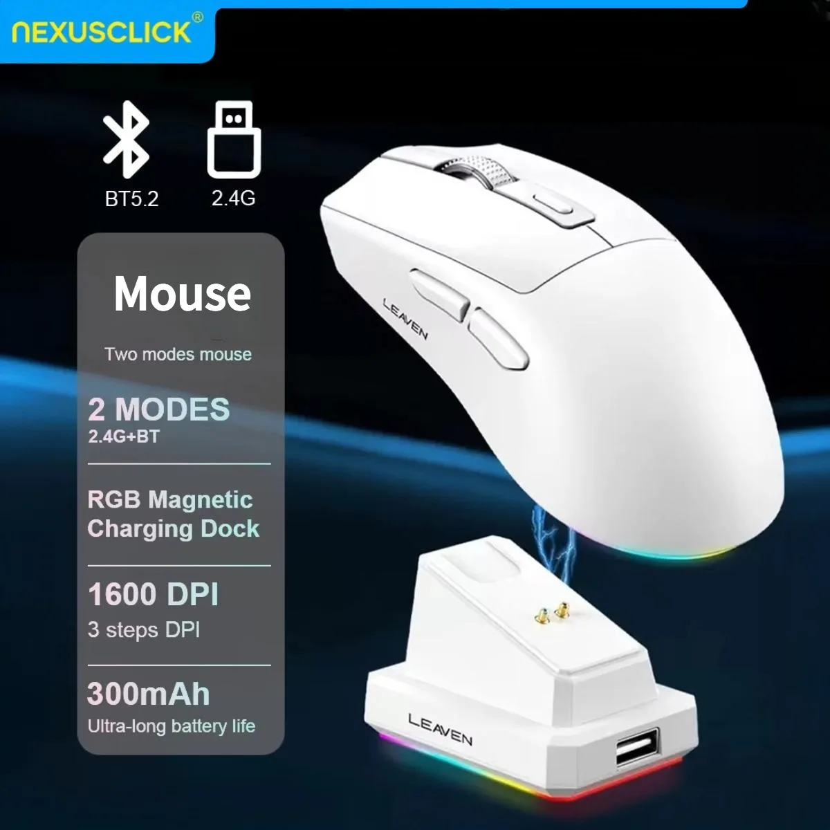 NexusClick Bluetooth Wireless Native Mouse, Game Two-Mode E-sports Laptop PAW311 Computer Lightweight Magnetic Charging New 2026