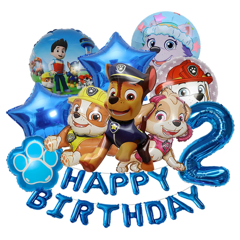 PAW Patrol Balloon Birthday Banner Decoration Aluminum Film Digital Balloon Set Dog Chase Marshall Skye Kids Party Supplies Toys