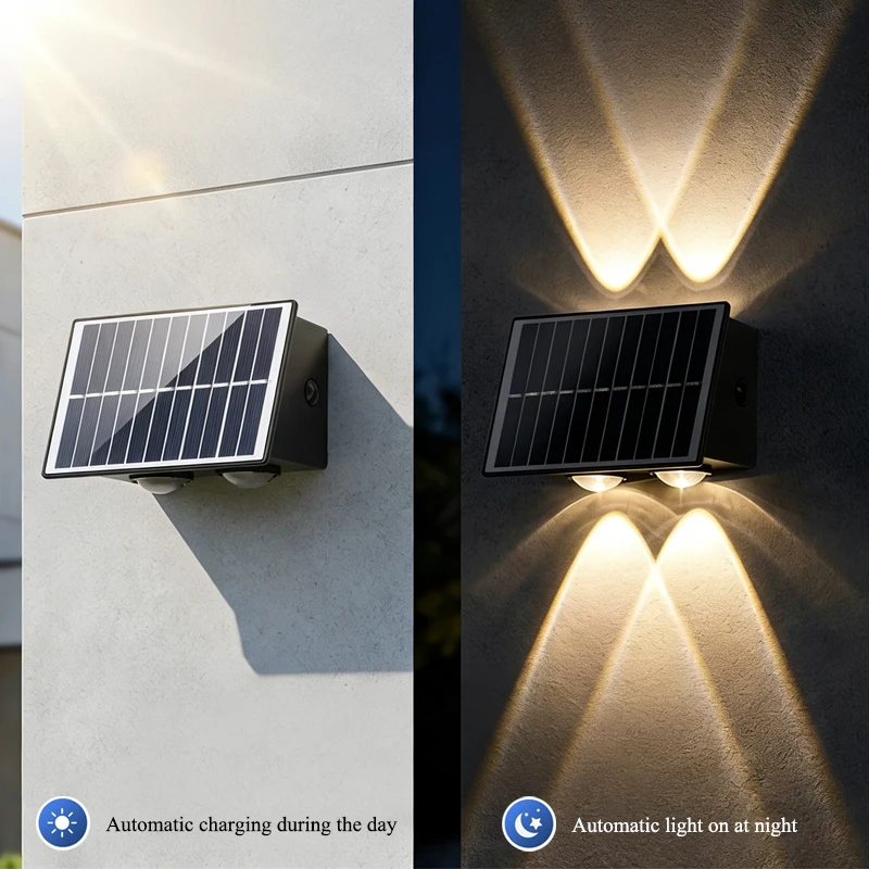 

Waterproof IP65 LED Wall Lamp for Indoor and Outdoor Lighting with Up and Down Output Courtyard Corridor and Garden Solar Lights