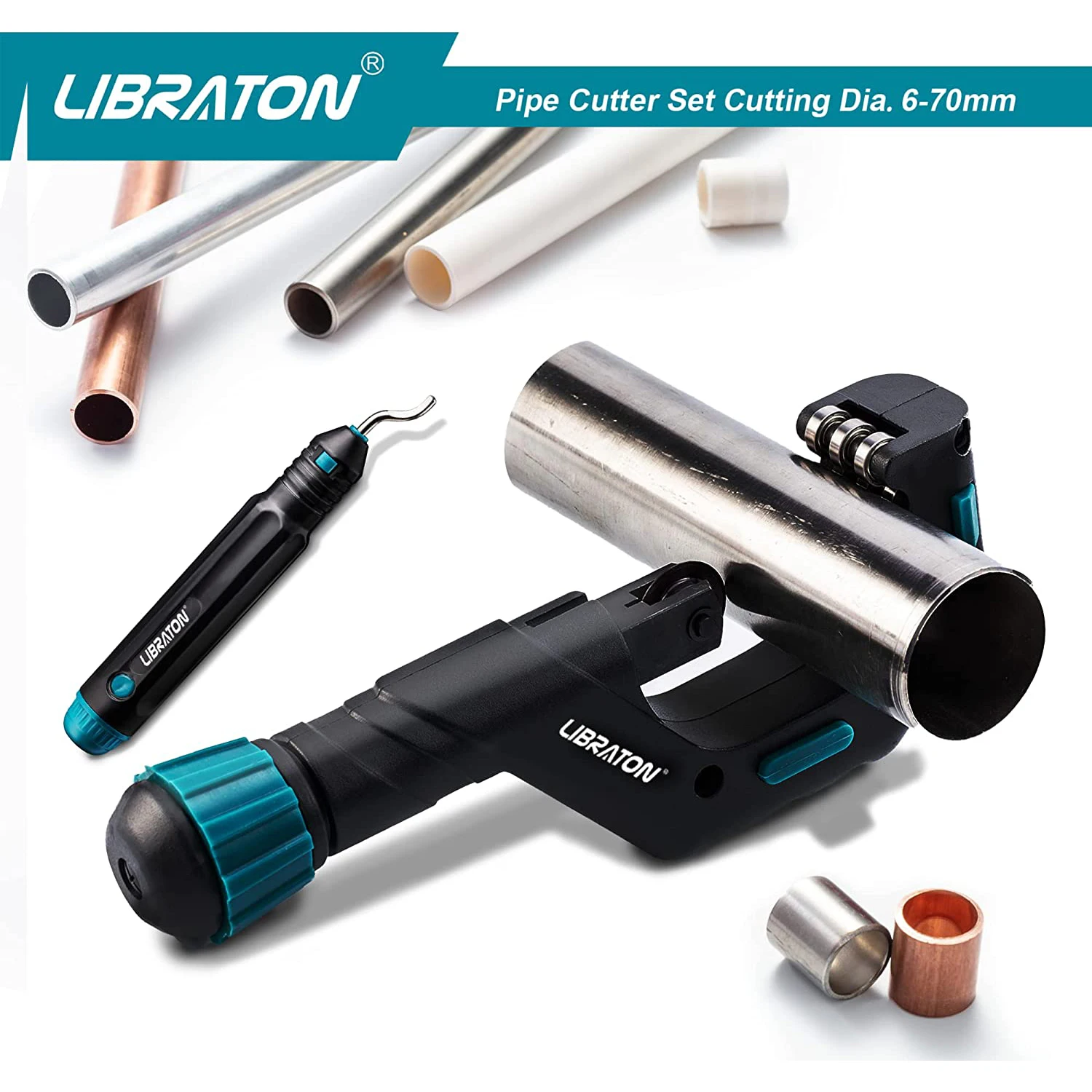 LIBRATON Copper Tube Cutter 6mm to 70mm, Heavy-duty Tubing Cutter for Aluminum Thin Stainless Steel Pipe with Deburring Tool