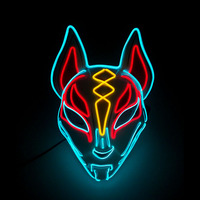 Halloween Colorful Luminous LED Mask Neon Glowing Fox Mask Cosplay Props Light Up Full Face Mask Supplies Decor