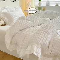 3pcs Korean lace Bedding set seersucker Duvet Cover Set (1*Duvet Cover + 2*Pillowcase, Without Core)for bedroom guest room 3