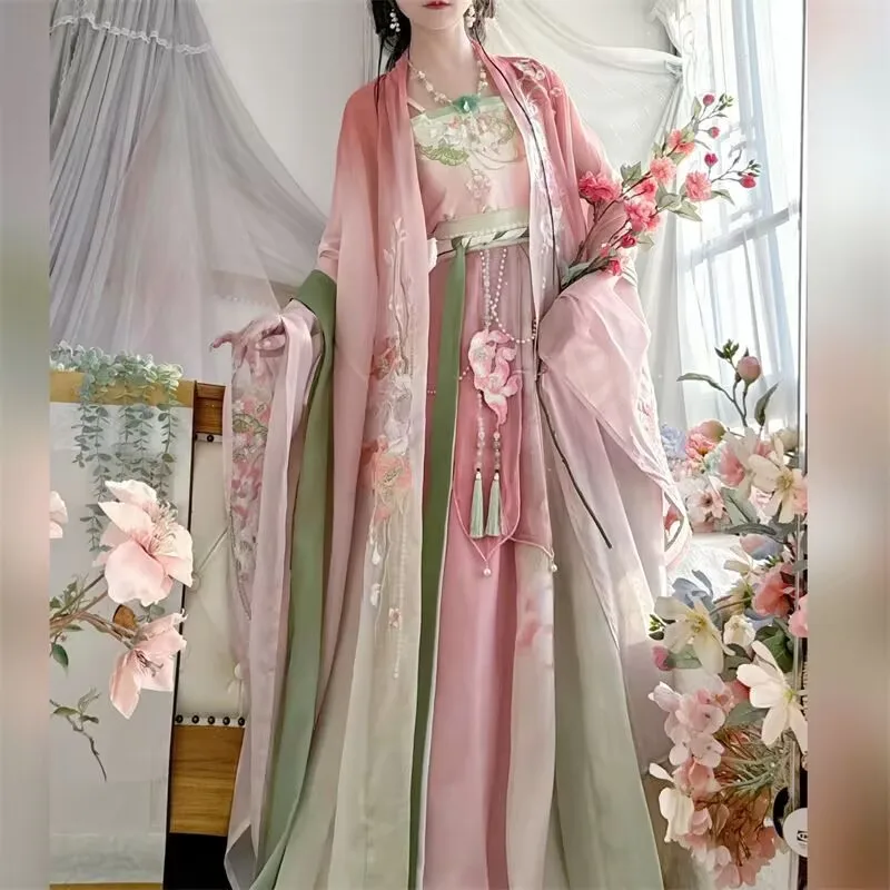 

Hanfu Dress Women Pink Embroidered Chinese Tang Dynasty Hanfu Halloween Carnival Cosplay Costume Party Hanfu Dress Plus Size