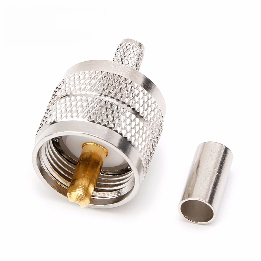2PCS UHF Male Plug SL16 PL259 Connector PL-259 UHF Male Solder for RG58 RG142 LMR195 RG400 Cable Coaxial RF Adapter