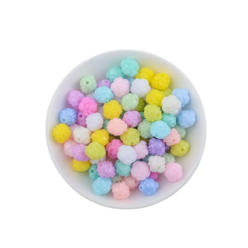 100Pcs Macaron Double-sided Rose Perforated Solid Color Beads Resin DIY Beading Material Hand-woven Bag Loose Beads