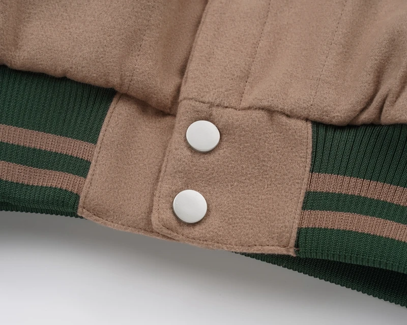 Vintage Varsity-Jacke für Herren, Farbblock-Wollmischung, Baseball-Mantel, gestreift, mit Knöpfen, Streetwear-Baseball-Jacke für Herbst und Winter – Detail 11