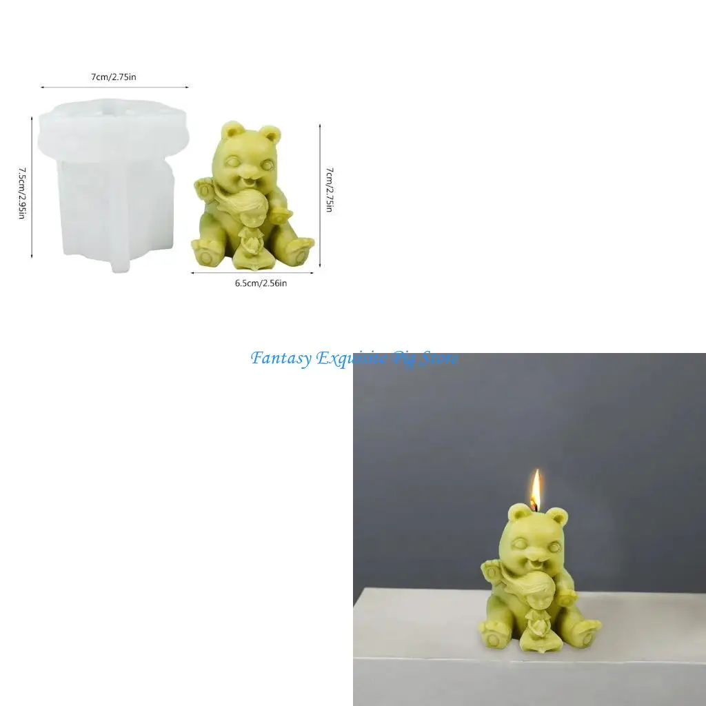 قالب شمع معطر على شكل حيوان وفتاة من السيليكون مصنوع يدويًا على شكل دب معطر #1