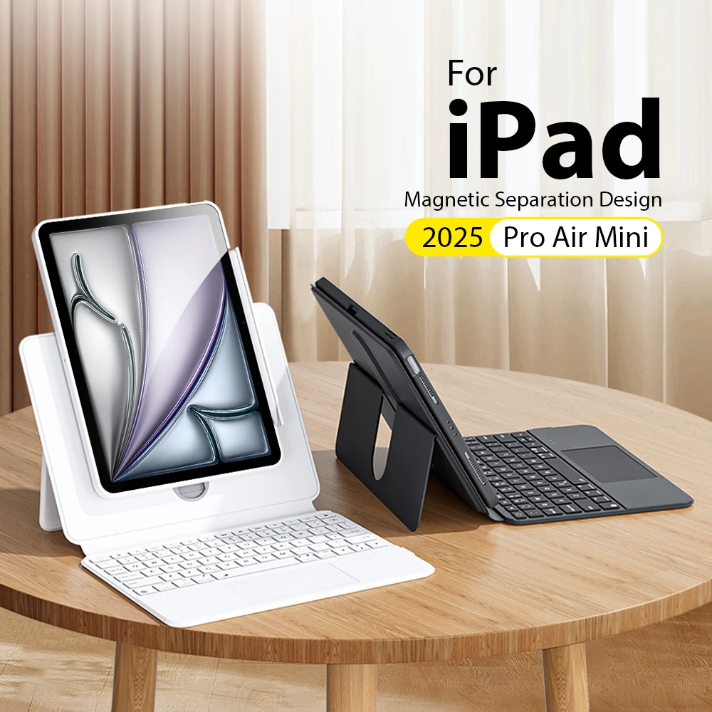 

Чехол для iPad Magic Keyboard Air 11th M3 M2 5 4 Pro 13 11 M4 12.9 A16 2025 10 9 10th 9th Generation 7th 8th 10.2 Магнитный чехол