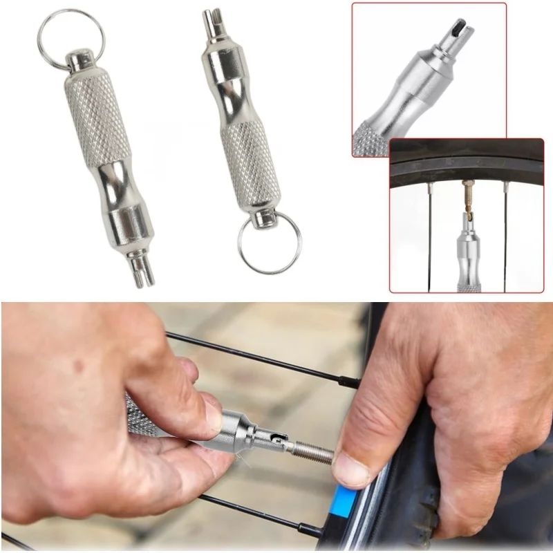 Llave de Válvula Portátil de Acero Inoxidable para Coche y Bicicleta, Herramienta de Desmontaje de Válvulas de Neumáticos, Extractor de Válvulas, Destornillador de Doble Uso