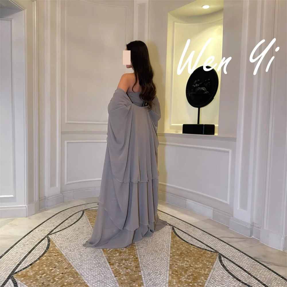 فساتين سهرة شيفون أنيقة مخصصة موضة فساتين المشاهير بدون حمالات رائعة سويب تراين فساتين المناسبات الخاصة #5