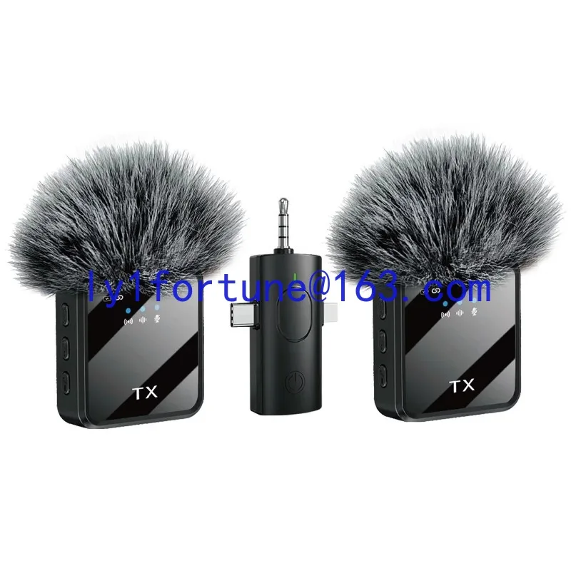 Portable Dual Mini Wireless Microphone 3 in 1 USB C Noise Cancelling Micro Lavalier Microphone for Video Recording TikTok