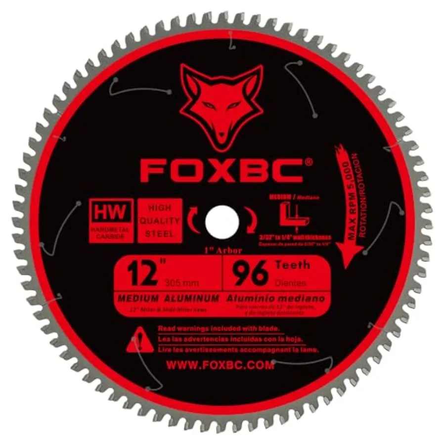 

12 Inch Saw Blade 96-Tooth TCG for Aluminum Non-Ferrous Metal and Plastic Cutting with 1-Inch Arbor