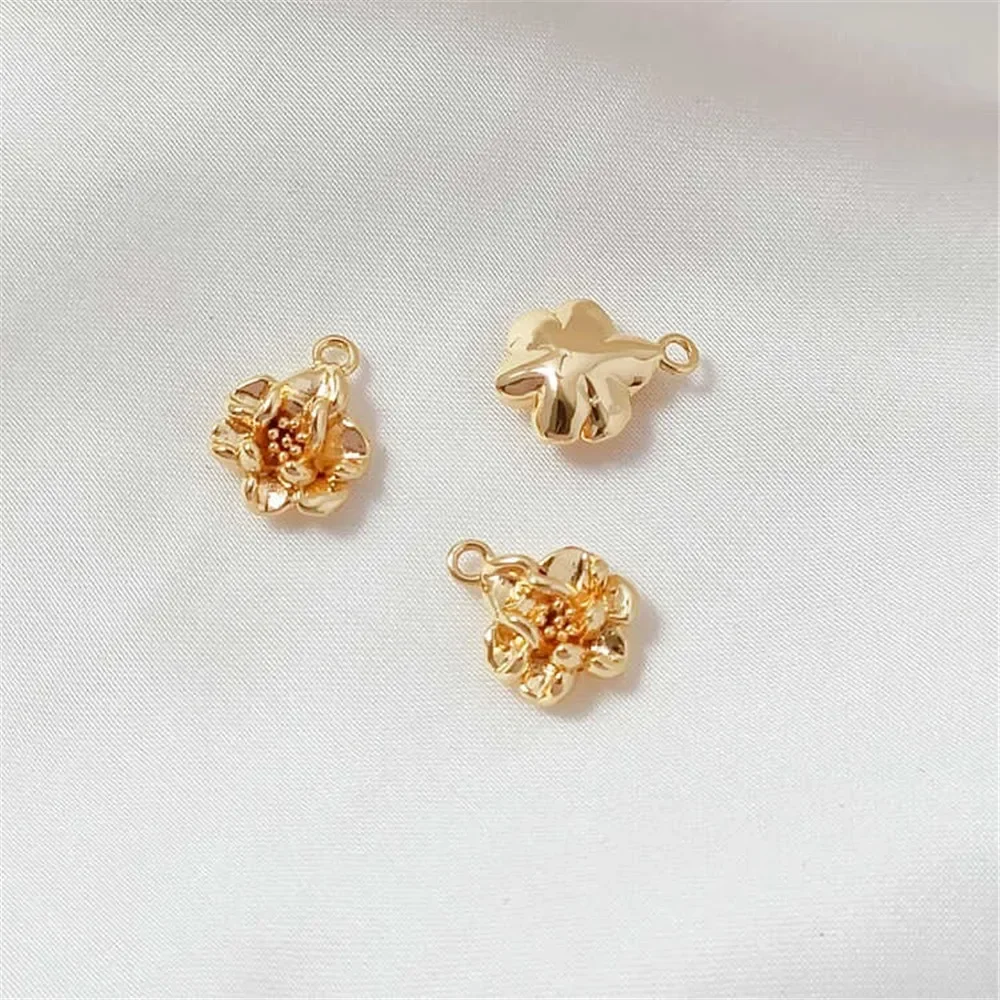 Pendentif lune étoile à cinq branches en forme de fleur de queue de poisson en or véritable plaqué cuivre 14K, bracelet à bricoler soi-même fabriqué à la main, pendentif de bijoux de collier