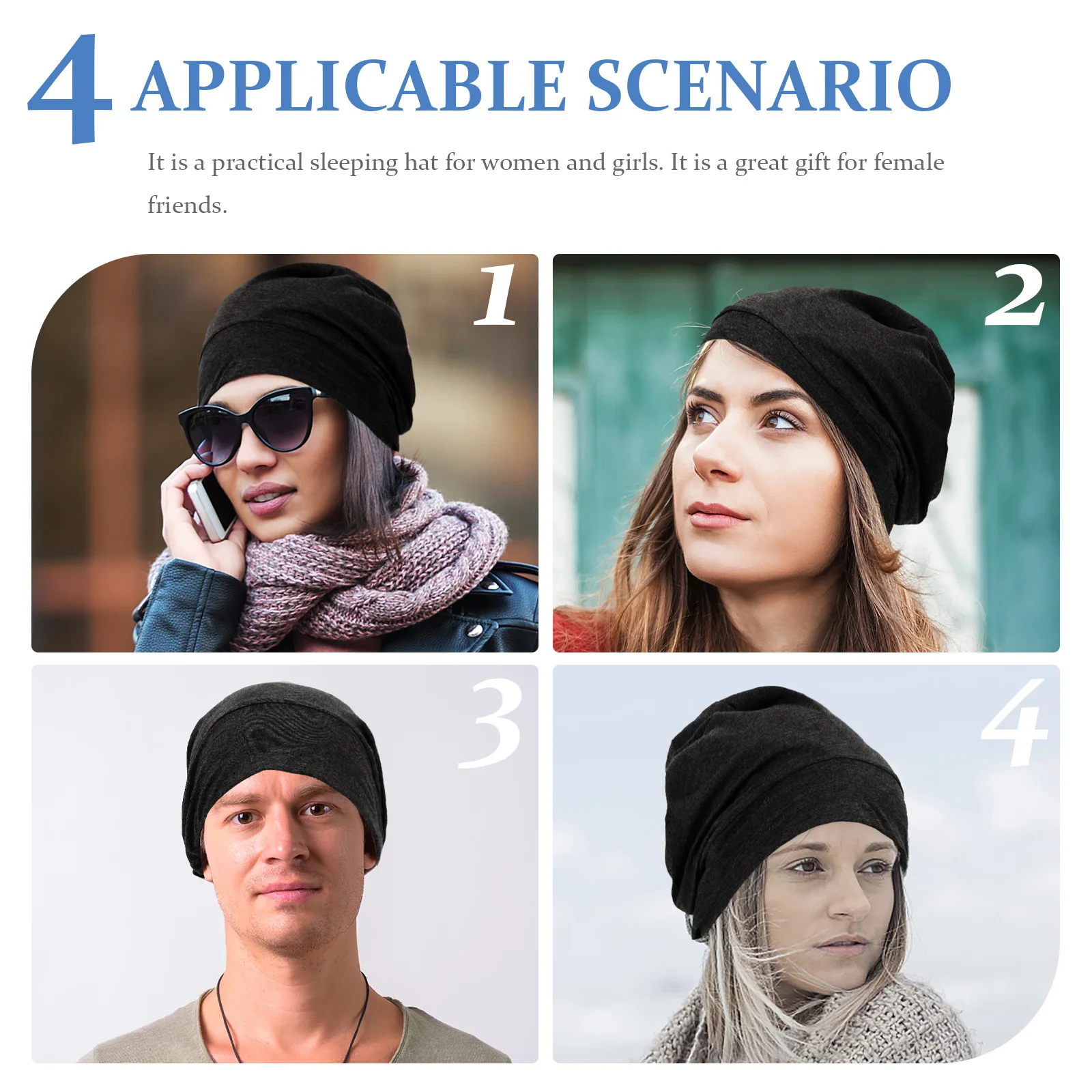 

Sleeping Hat Elastic Comfortable Supple Cotton Hair Care Bonnet for Women Sleep Caps Lightweight Wear-Resistant