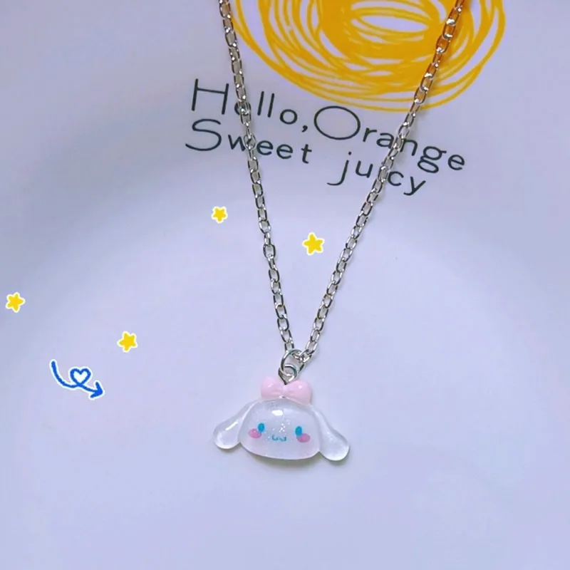 Sanrio Kuromi Necklace Anime Cartoon Character Q Cute Cinnamoroll My Melody Decoration Pendant Toy Children's Girl Birthday Gift