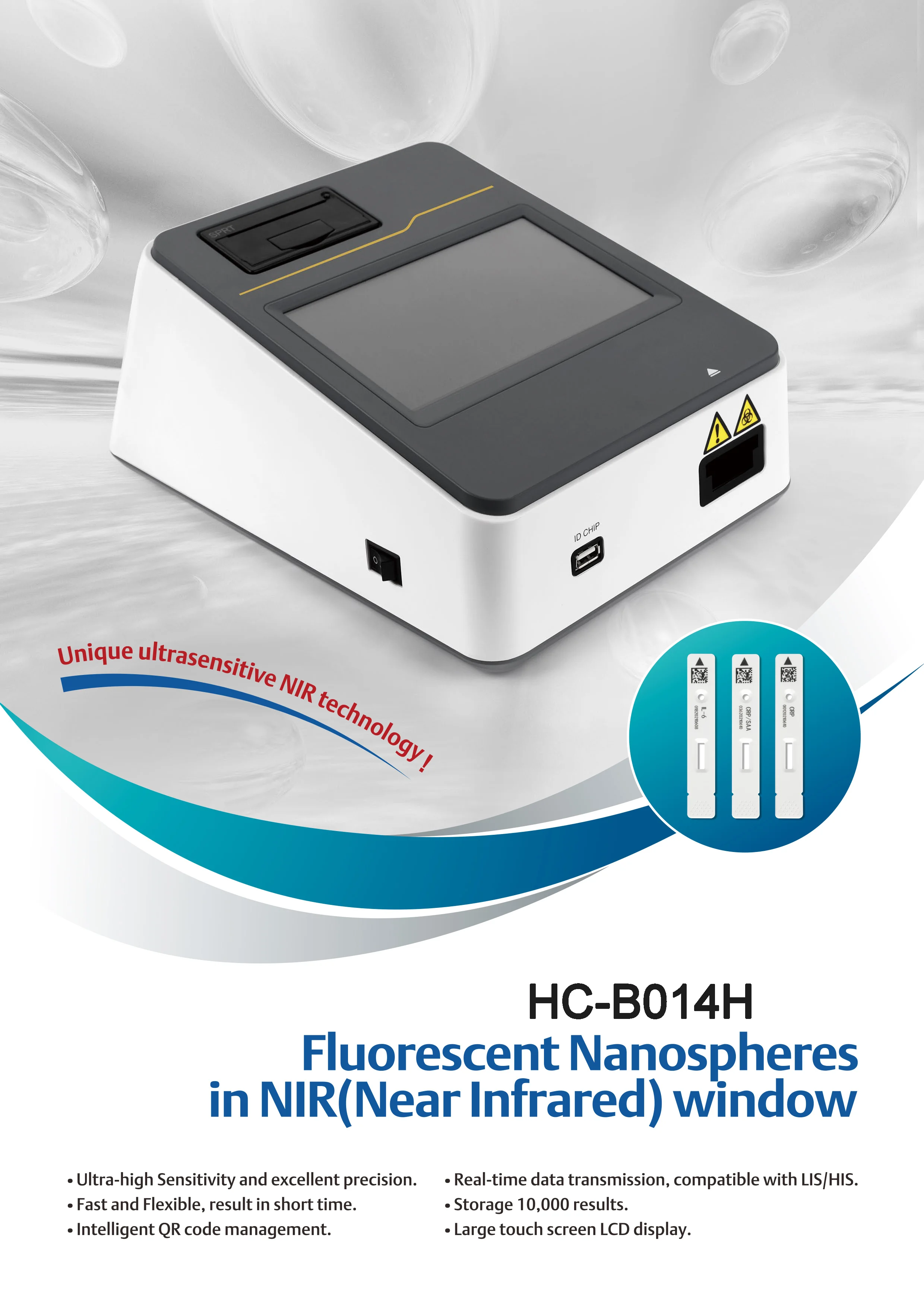 HC-B014H Clinical Analytical Instruments Poct Analyzer Portable Dry Fluorescence Immunoassay Analyzer