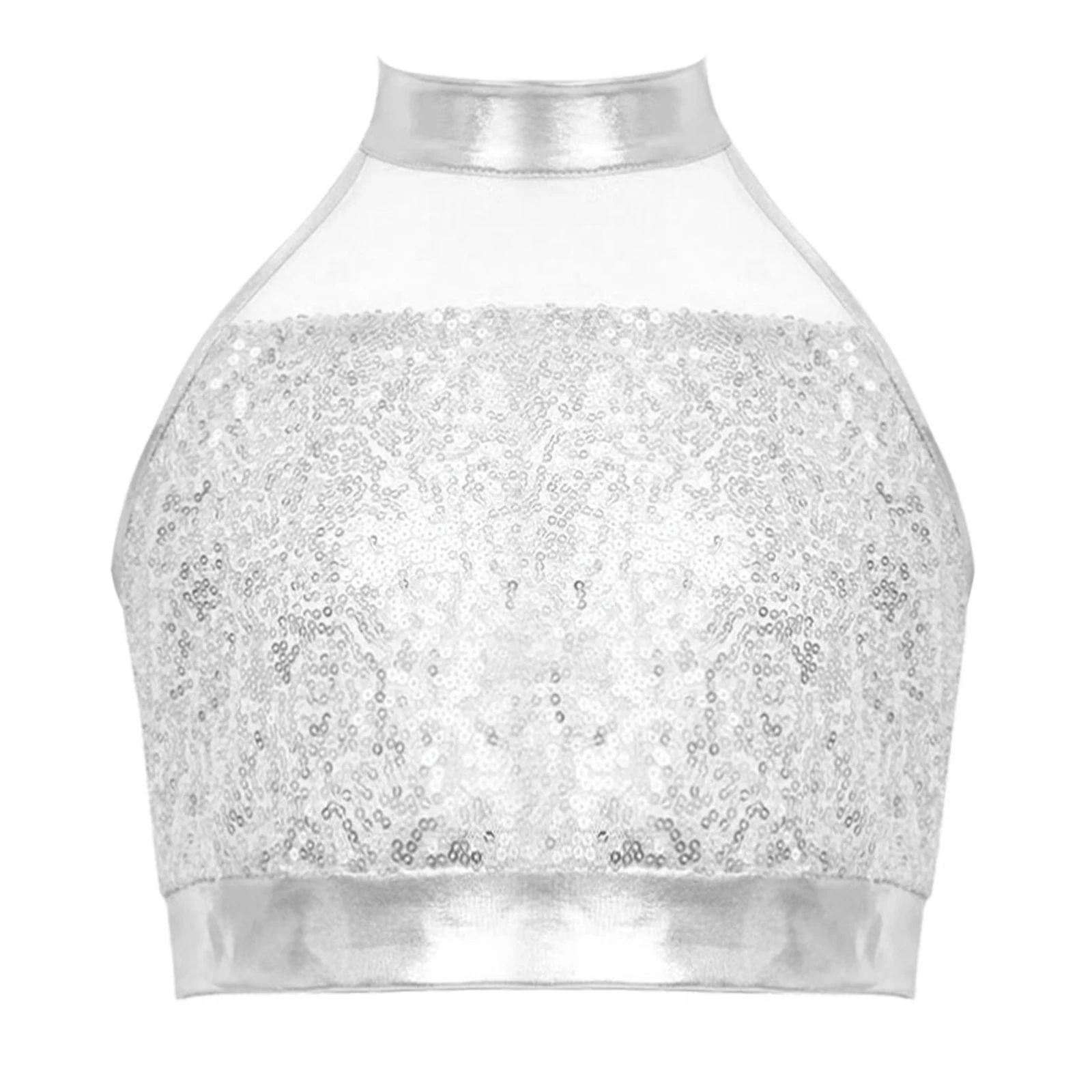 Kid Girls Jazz Dance Costume Tank Tops Disco Outfits Street Hiphop Sequins Crop Top School Show Stage Performance Children's Top