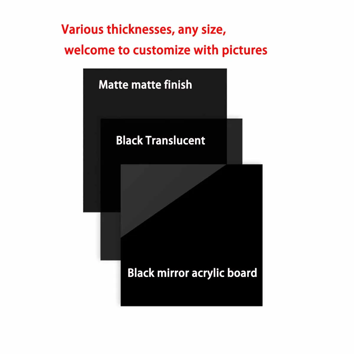 Black Glossy Acrylic Panel Organic Plastic Panel Polymethyl Methacrylate, 2/3/4/5/6/8/10/12mm Thick