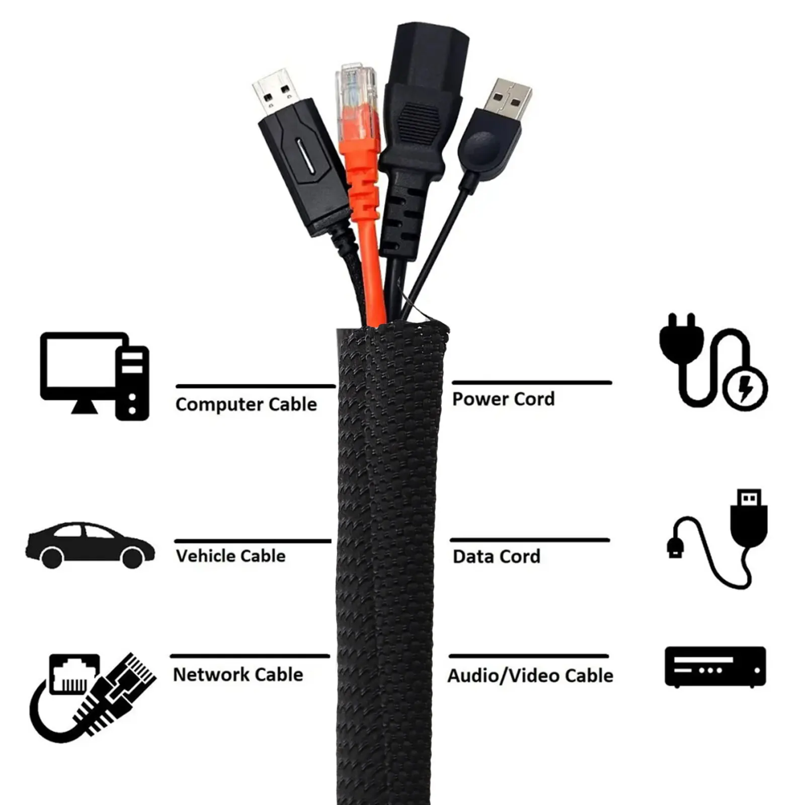 Cable Management System Black High-Temp Wire Wrap Thermal Insulation PET Polyethylene Terepthalate Easy To Install