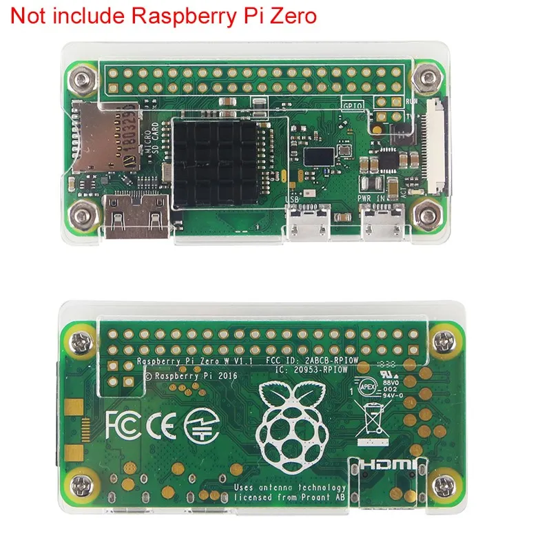 4 in 1 Raspberry Pi Zero W Case Acrylic Cover Shell + Aluminum Heat Sink +GPIO 40 Pin Connector + Screwdriver for RPI Zero Pi0