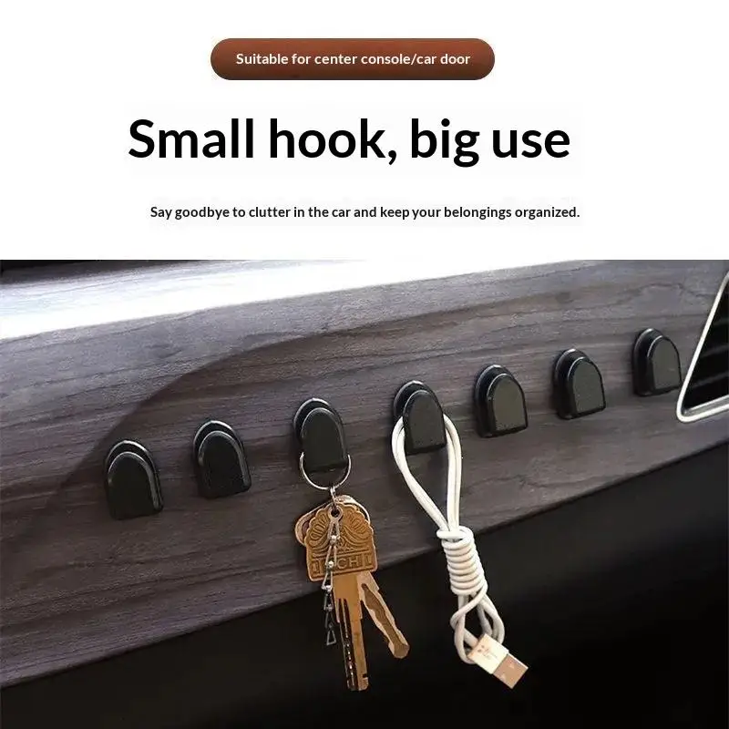 10Pcs Multipurpose Self Adhesive Car Hooks for USB Cable Headphone Storage Hanger Home Office Auto Use Organizer