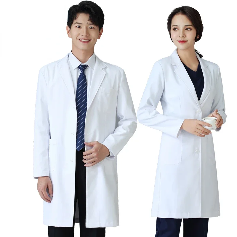 

White gown long short sleeve doctor's overall beauty service dental plastic hospital work clothes lab coat high-end uniform