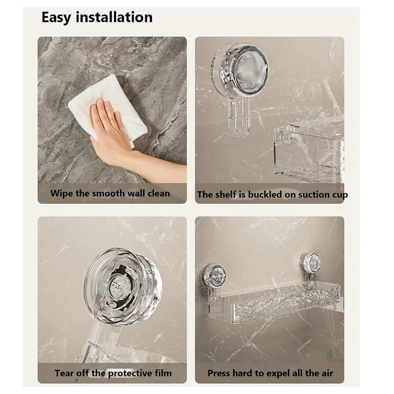 

GYTB-Large Capacity Drill-Free Wall-Mounted Shower Rack For Bathroom Suction Cup Storage Basket