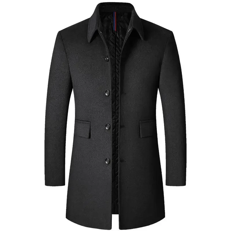 Brand Winter 40% Wool Men Thick Coats Turn Down Collar Male Fashion Wool Blend Coats Superior Outerwear Jacket Trench M-4Xl Size