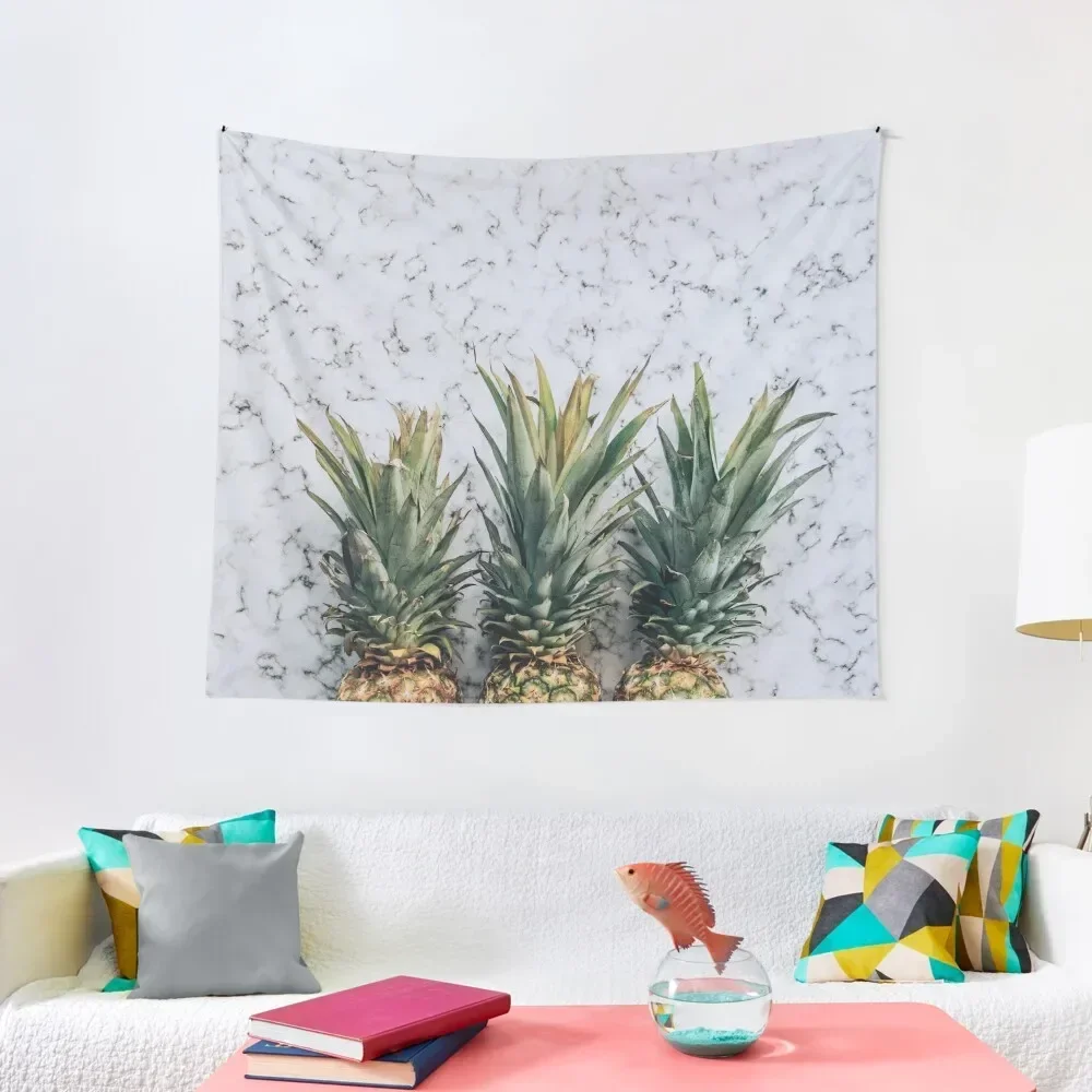 

Three Pineapples on Marbled Background Tapestry Wallpaper Bedroom Wall Art Room Aesthetic Decor Home Decorators Tapestry