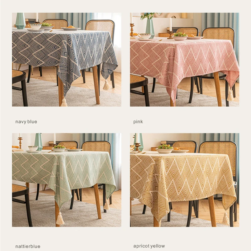 

Luxury Light Cotton Linen Tablecloth High End Atmosphere Art Fabric for Dining Table Desk Coffee Table