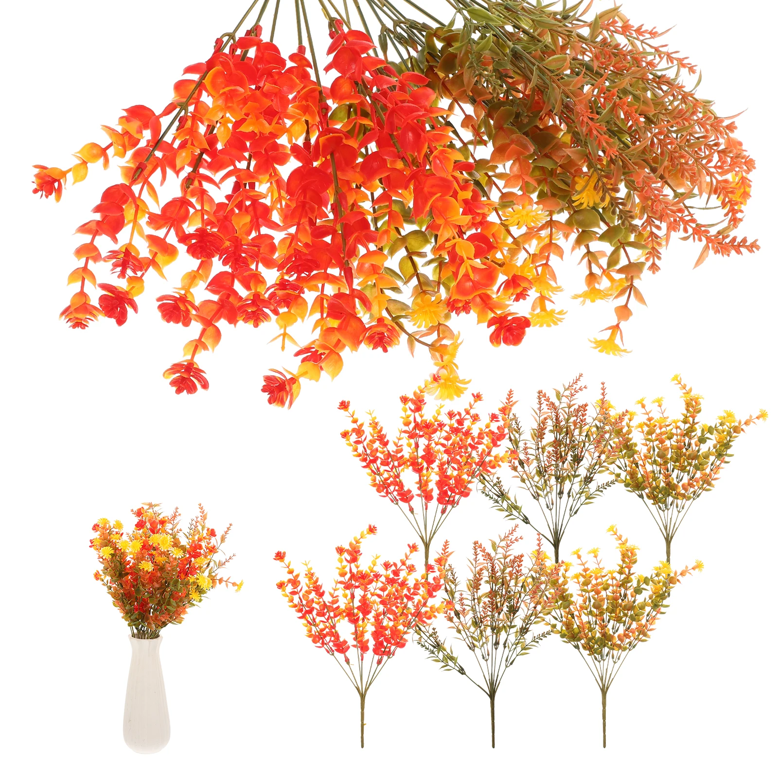 

12pcs Artificial Bouquet Fake Flowers Decor Autumn Plants Lifelike Office Party Wedding Bunches Easy Clean