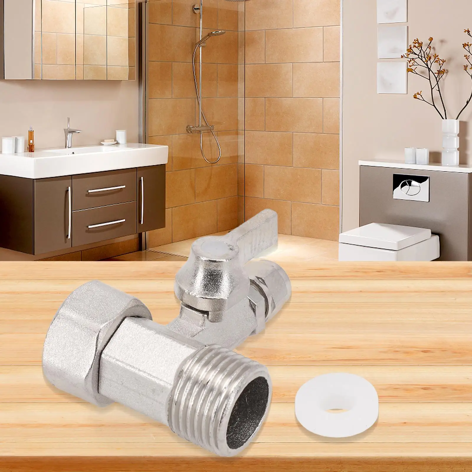 

Accessories Water Purifier Water Adapter Fixtures Plumbing RO Feed With Shut-off Ball 1/2" To 1/4'' Alloy