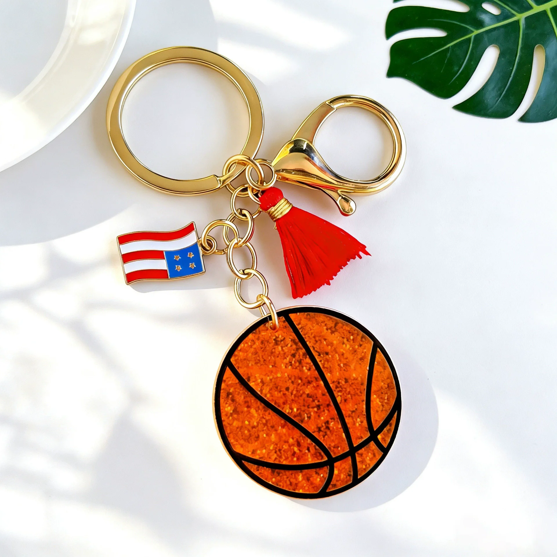 New Sports Style Independence Day Acrylic Keychain Basketball Rugby Football Baseball Pendant Pendant Bag Pendant