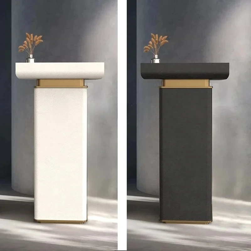 X18 Кожаный стол регистрации, легкая роскошная стойка регистрации компании, приветственная стойка, простая и современная информационная стойка