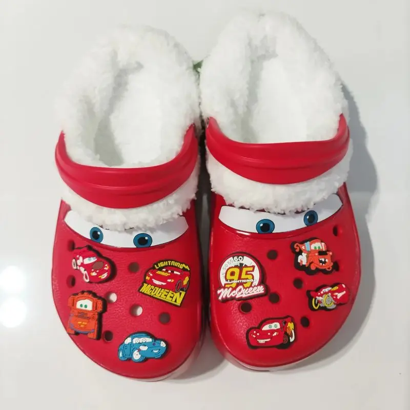 

Disney Mcqueens Pixar Cartoon Waterproof Add Plush Slippers Hole Sandals Outdoor Sand Sandals Casual Adult With Shoel Flower