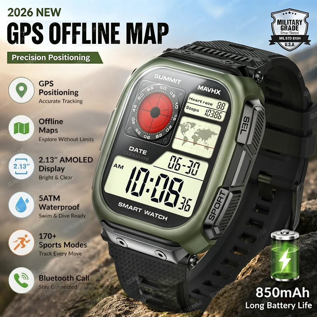 New For Android iOS GPS Military Smart Watch 2.13