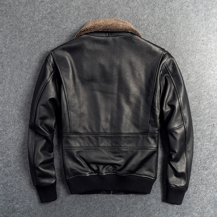 shipping.Classic G1 style Free mens cowhide coat,bomber leather clothes,black genuine Leather jacket.homme top gun wear