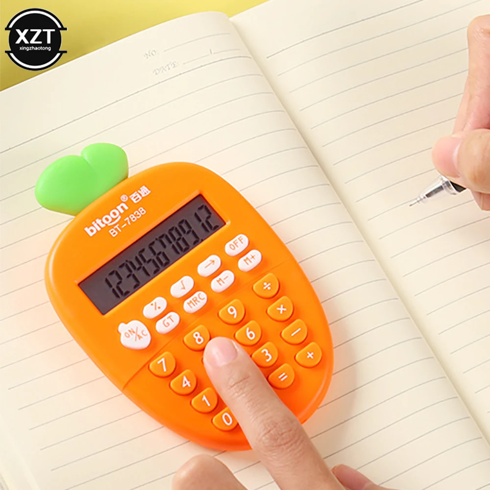 Pocket Calculator Carrot Cute Shape Mini Portable Student Assisted Learning Calculator Office Gift Display