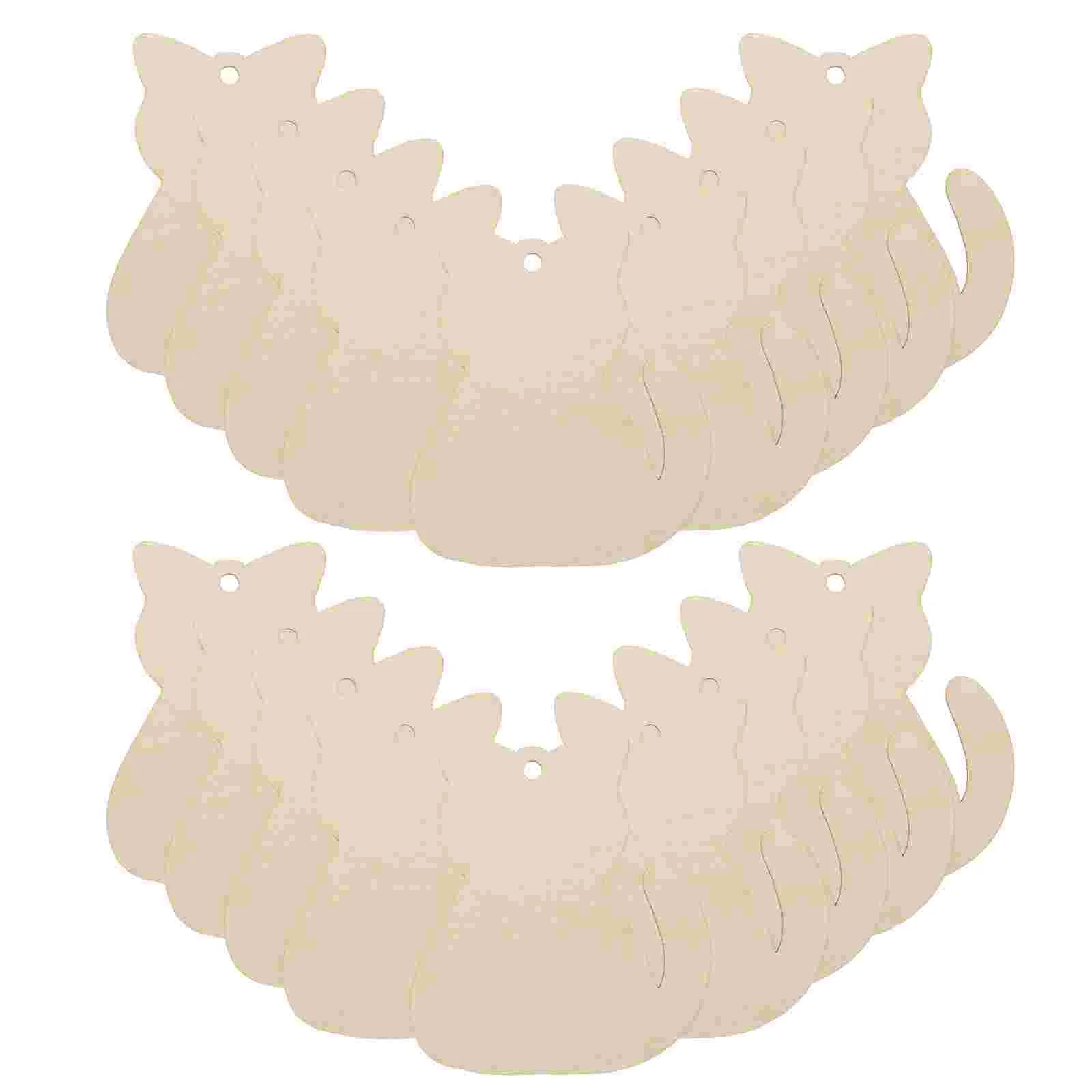 

40 Pcs Pet Cat Wood Chips Handmade Painting Cutouts Toy Craft Wooden Slices Child
