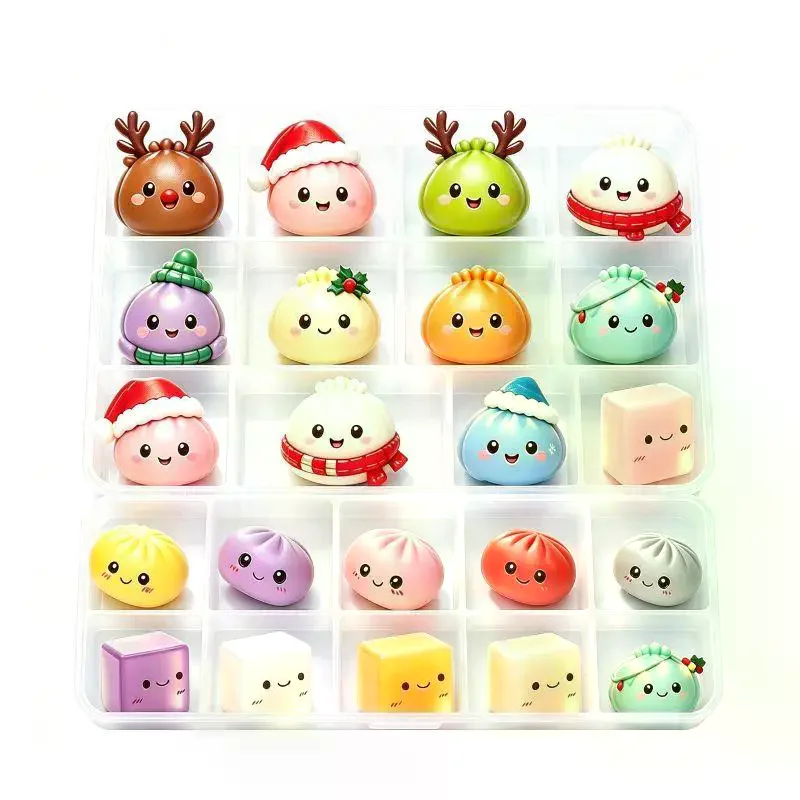 Christmas Dumpling 24 Days Advent Calendar Slow Rise Safe Stress Relief Kids Toys Holiday Gifts Party Favors