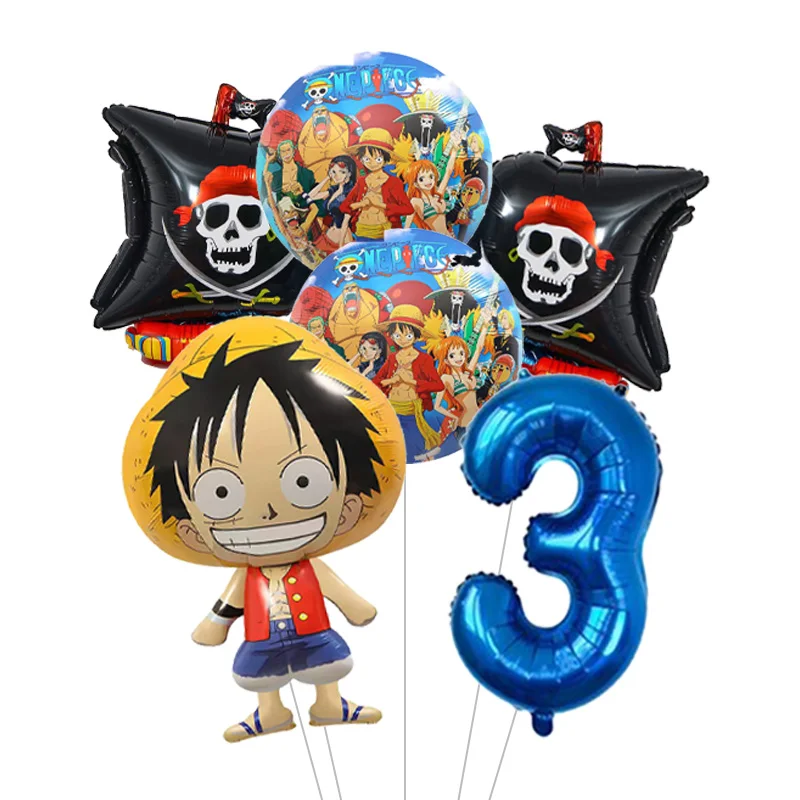Cool One Piece Theme Luffy Theme Foil Balloons Set Latex Balloon Kids Birthday Party Decoration Number Balloon Toys Gifts - view 4