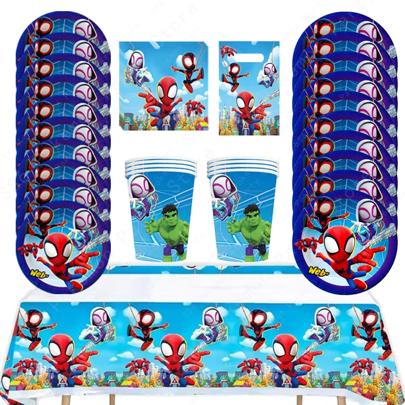 Spiderman Birthday Party Decorations Set Disposable Tableware Napkins Cup Plate Spidey and His Amazing Friends Birthday Supplies view 5