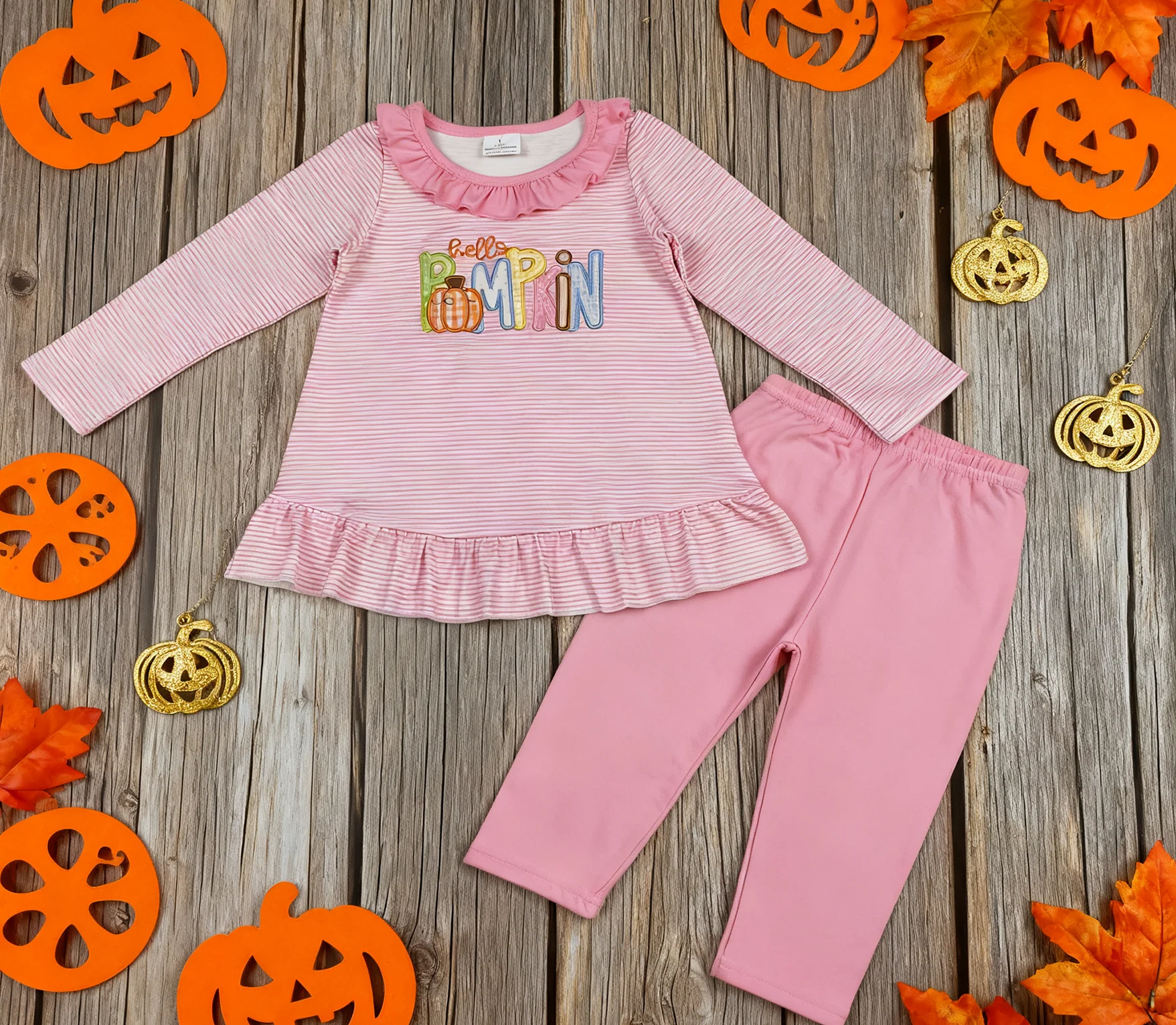 

Z1001-08 GT1183 Kids Girls Outfit Long Sleeve Top With Pants Set Children Halloween Clothes