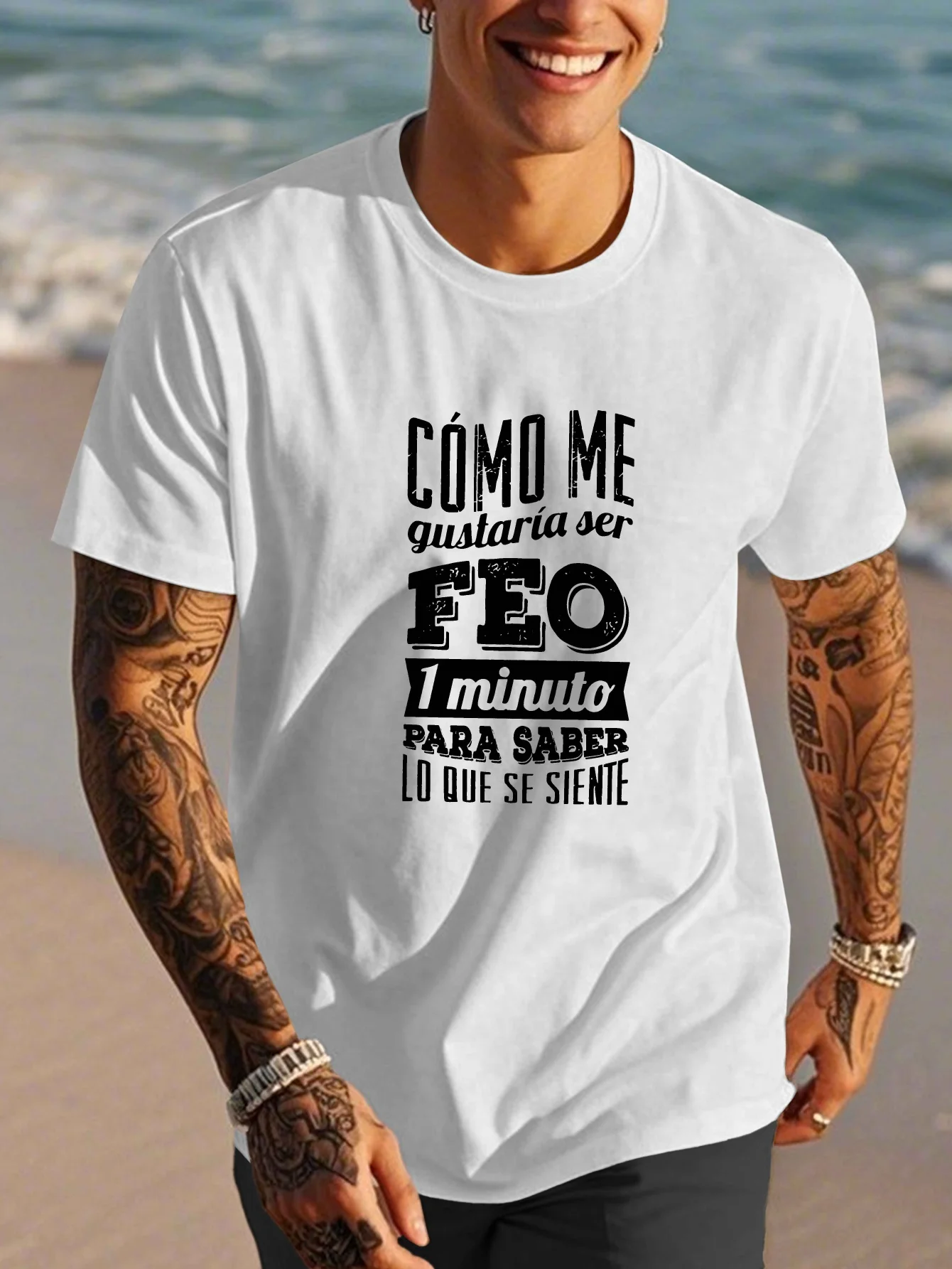 Camiseta de algodón de manga corta para hombre, camiseta de verano de manga corta española fresca para hombre, camisetas de calle Unisex
