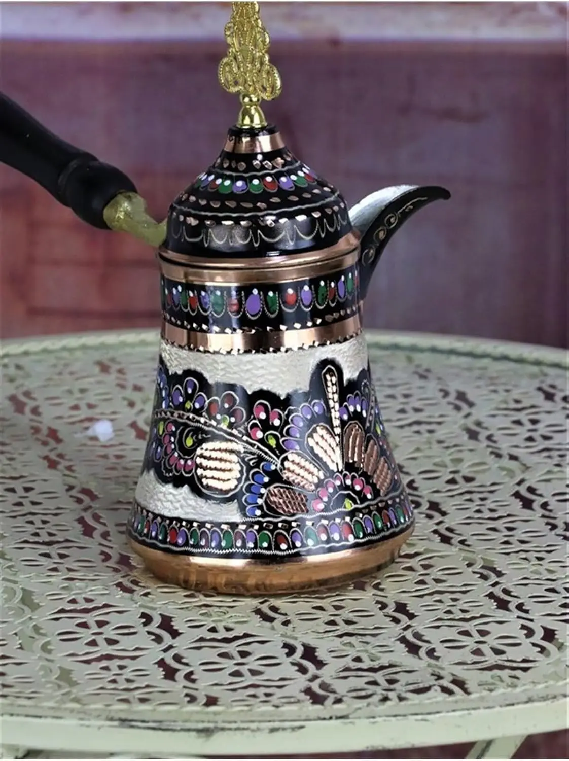 Handmade Copper Turkish Coffee Pot (Cezve) 650 ml Capacity, 0.03 in Thick Copper with Tin Lining, Traditional Erzincan Hand-Engr