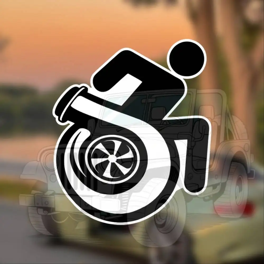 Turbo Wheelchair Disabled Street Race Car Vinyl Window & Bumper Sticker Decal Waterproof Stickers For Decorating Car Windows Mot