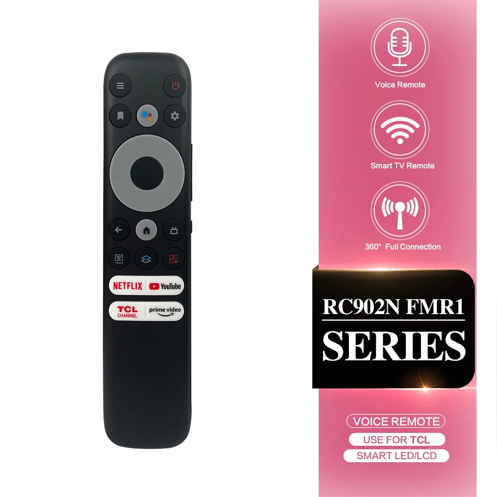 RC902N FMR1 Voice Remote Control for TCL Smart LED LCD TV, Netflix YouTube Prime Video, 360° Full Connection Replacement