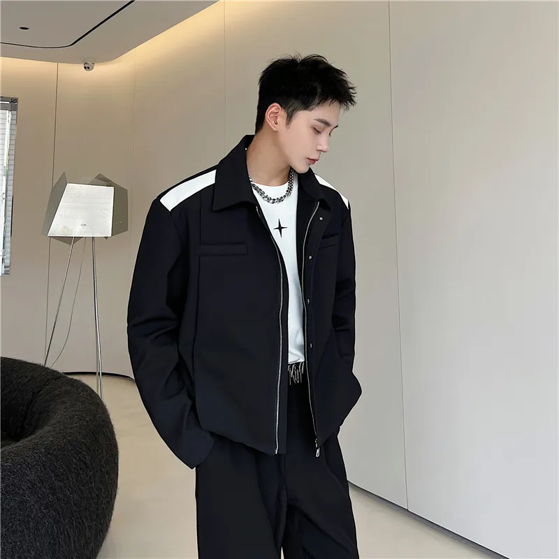 

2025 New Men's Casual Bla White Color Blo Jaet Outerwear Spring Autumn High Faion Design Polyester Thiened Long Sve